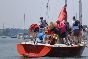 Sailors get ready for MOB on water drills.